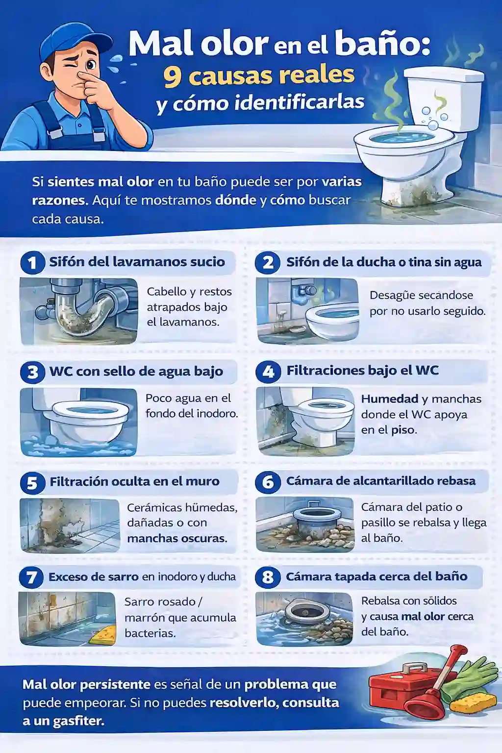 Cómo quitar el mal olor en el baño: causas y soluciones efectivas en Santiago